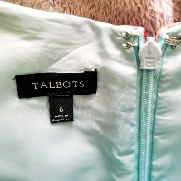 Talbots Botanical Cap Sleeve Sheath Dress Size 6 - Picture 4 of 11